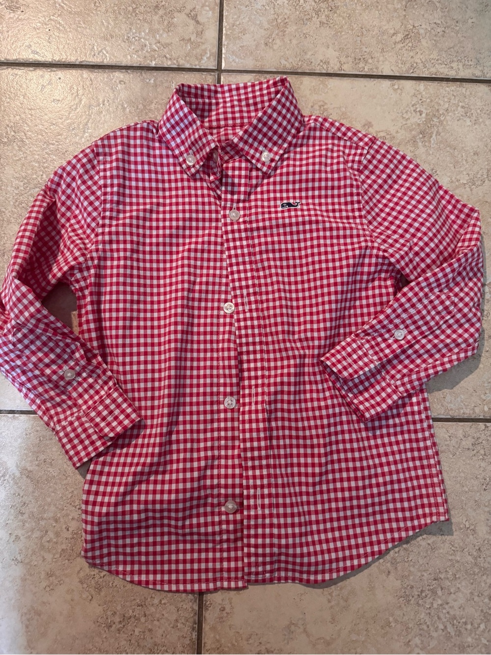 Vineyard Vines Red & White Gingham Button-Down Shirt2T